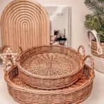 سینی دسته دار حصیری طبیعی مرسا گالری